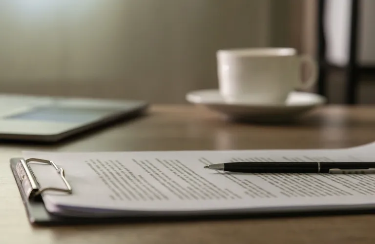 Documents and pen for signing