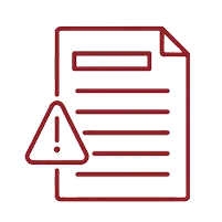 An outline of a document with warning symbol, indicating a potential issue or alert related to the content.