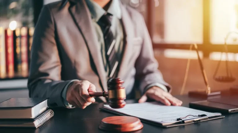 Lawyer is holding judge's gavel