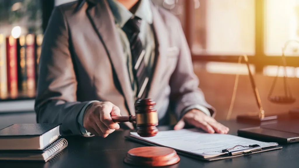 Lawyer is holding judge's gavel