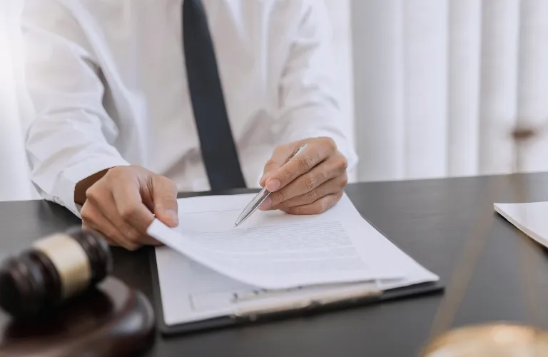 Lawyer is working with documents