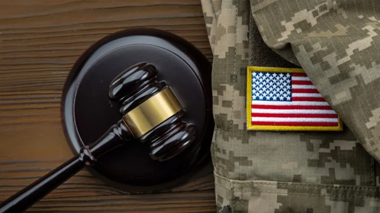 Military uniform and judge's gavel