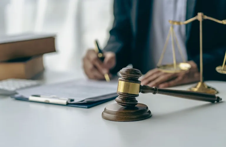 Lawyer is reviewing documents
